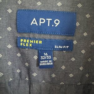 Apt.9 Navy Slim Fit Shirt with White Micro-Dot Pattern